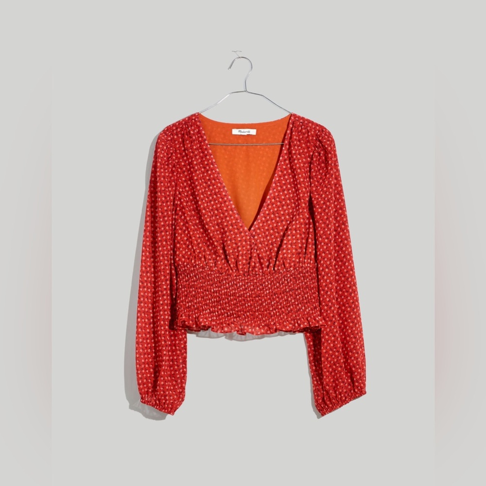 MSRP $80 Madewell Julianne Smocked-Waist Top - Picture 2 of 5